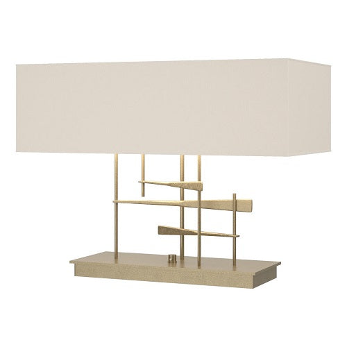 CAVALETTI TABLE LAMP BY HUBBARDTON FORGE, FINISH: SOFT GOLD; SHADE: FLAX, | CASA DI LUCE LIGHTING