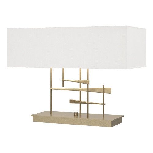 CAVALETTI TABLE LAMP BY HUBBARDTON FORGE, FINISH: SOFT GOLD; SHADE: NATURAL ANNA, | CASA DI LUCE LIGHTING