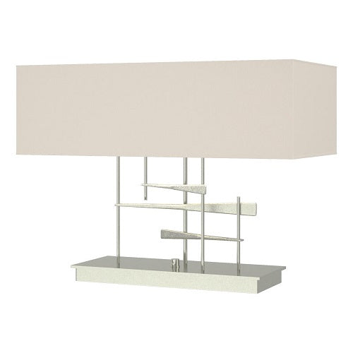 CAVALETTI TABLE LAMP BY HUBBARDTON FORGE, FINISH: STERLING; SHADE: FLAX, | CASA DI LUCE LIGHTING