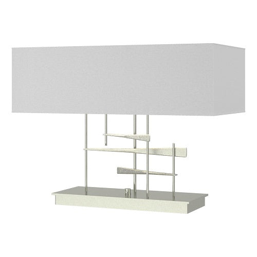 CAVALETTI TABLE LAMP BY HUBBARDTON FORGE, FINISH: STERLING; SHADE: LIGHT GREY, | CASA DI LUCE LIGHTING