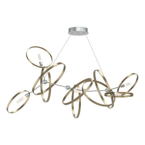 CELESSE CHANDELIER BY HUBBARDTON FORGE, FINISH: VINTAGE PLATINUM; ACCENT FINISH: SOFT GOLD, | CASA DI LUCE LIGHTING
