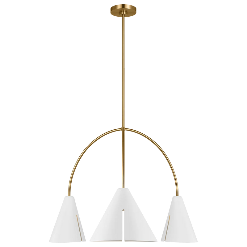 Cambre Large Chandelier By Kelly Wearstler-Matte White And Burnished Brass