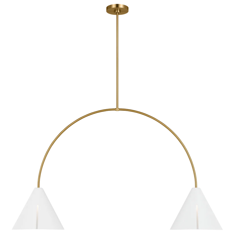 Cambre Large Linear Chandelier By Kelly Wearstler-Matte White And Burnished Brass