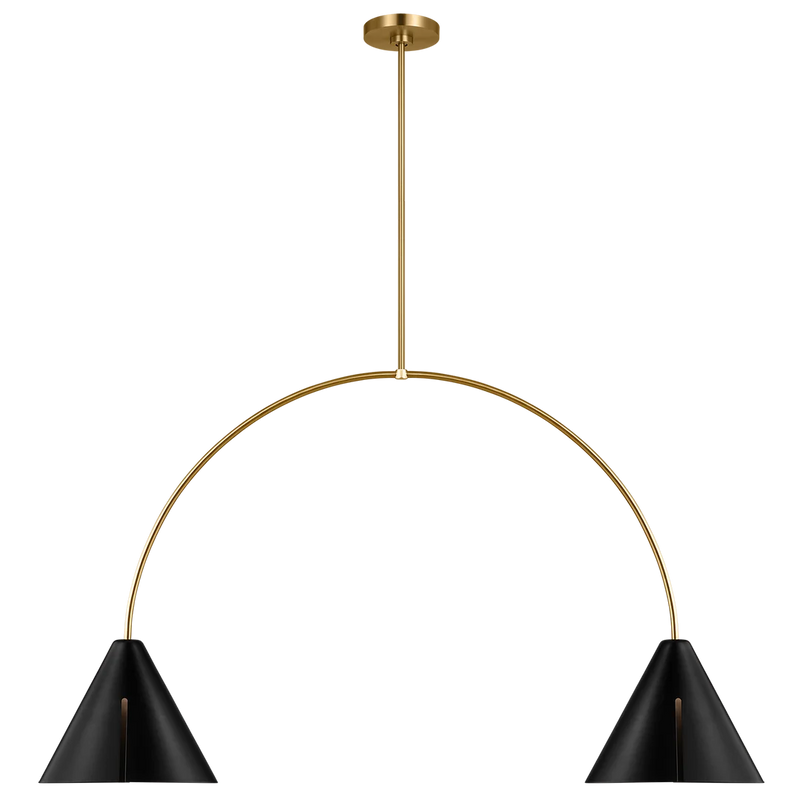 Cambre Large Linear Chandelier By Kelly Wearstler-Midnight Black And Burnished Brass