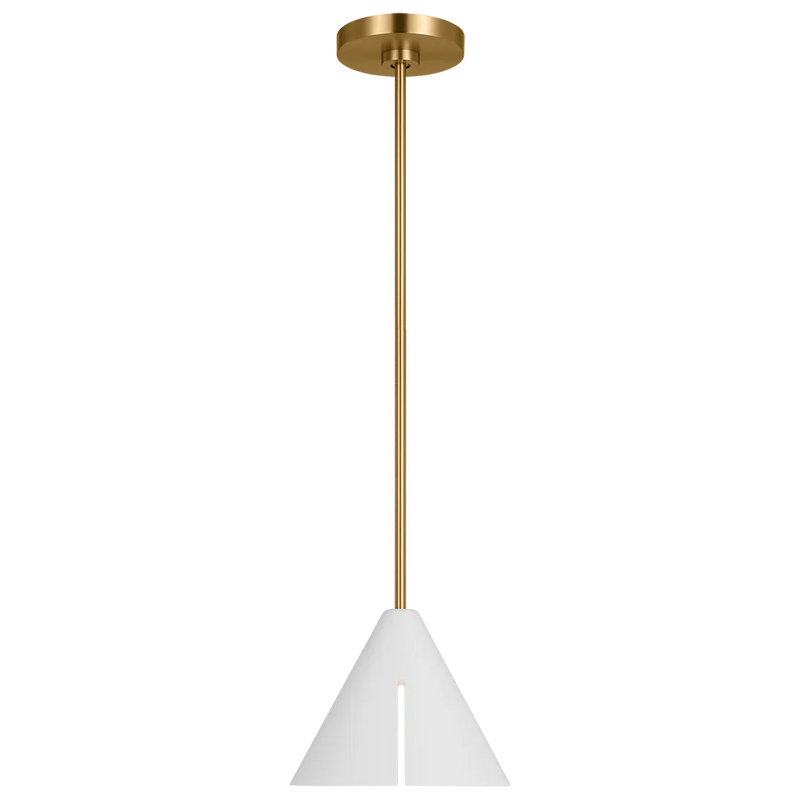 Cambre Pendant Light Medium By Kelly Wearstler-Matte White And Burnished Brass