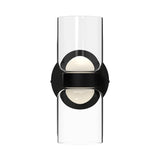 Cedar Double Wall Light by Kuzco - Black/Clear, Front view