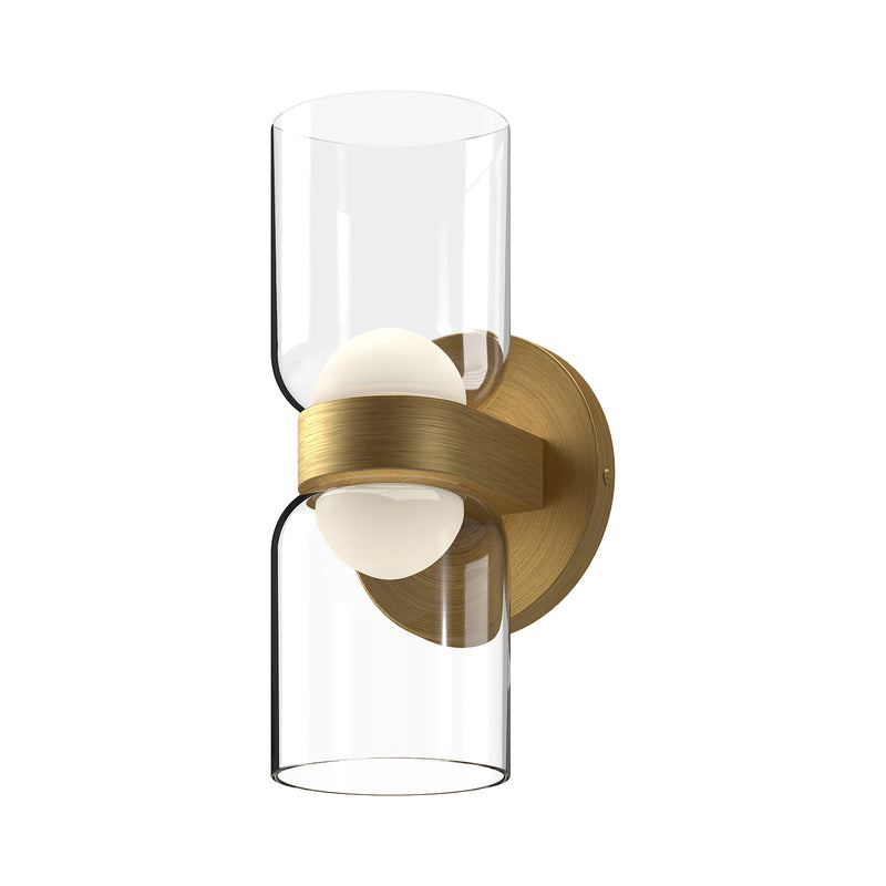 Cedar Double Wall Light by Kuzco - Brushed Gold/Clear, Side view
