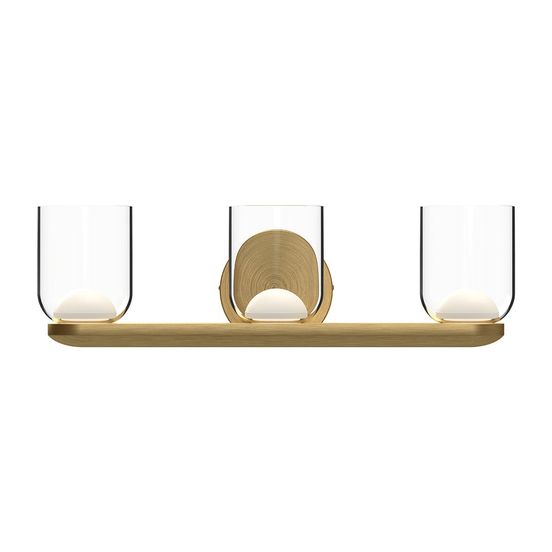 Cedar Vanity Light by Kuzco - Brushed Gold/Clear, 3 Lights front view