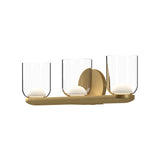 Cedar Vanity Light by Kuzco - Brushed Gold/Clear, 3 Lights side view