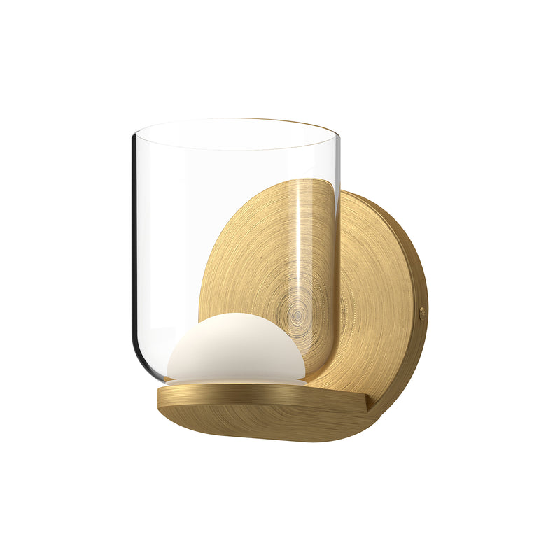 Cedar Wall Light by Kuzco - Brushed Gold/Clear, Side view