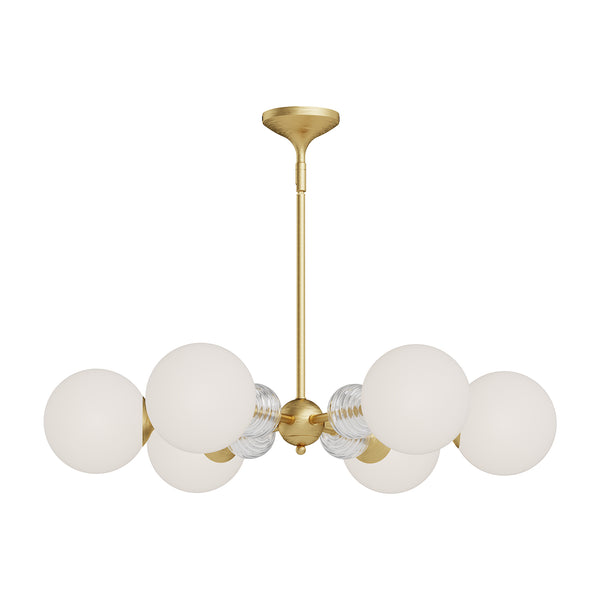 Celia Chandelier by Alora Mood - Small, Brushed Gold/Opal Glass