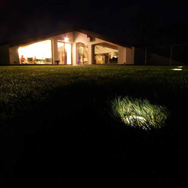 Cerchio Recessed Light By Egoluce - White Light in Garden With House In Background