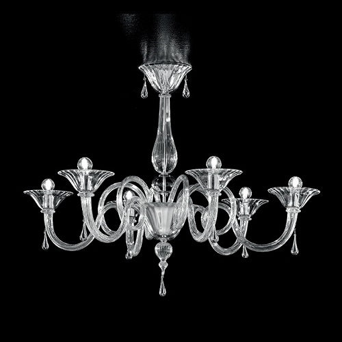 DOLFIN 1382 CHANDELIERBY VISTOSI, COLOR: CLEAR, FINISH: POLISH CHROME, NUMBER OF LIGHTS- 6, , | CASA DI LUCE LIGHTING