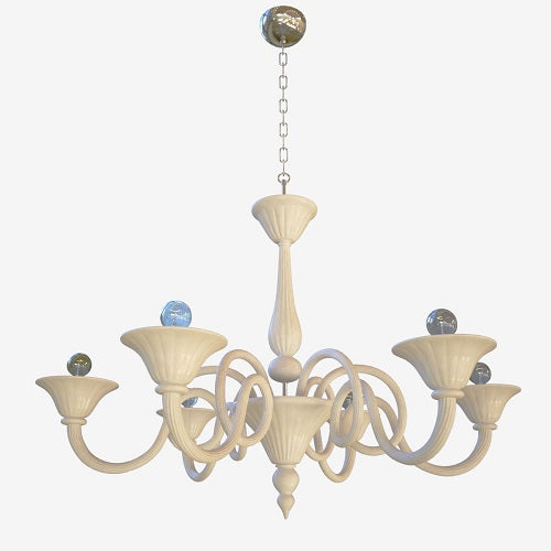 DOLFIN 1382 CHANDELIERBY VISTOSI, COLOR: MILK WHITE CLEAR, FINISH: POLISH CHROME, NUMBER OF LIGHTS- 8, , | CASA DI LUCE LIGHTING