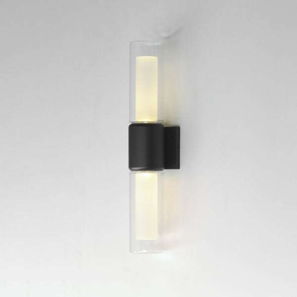 Dram 2 Light Outdoor Wall Sconce By ET2 Black Side View