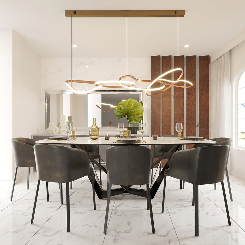 Brushed Champagne Unity Suspension in Dining Room