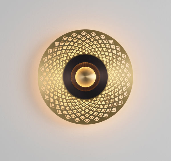 Earth LED Wall Light By CVL, Finish: Satin Brass, Pattern: Mandala