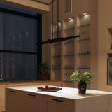 Enzo Linear Suspension by Kuzco - Black, Hanging in kitchen