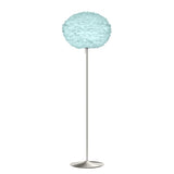 Eos Evia Floor Lamp by Umage - Large, Lampshade Blue, Floor stand Brushed steel, Floor Lamp Installed in the bedroom, living, and dining room
