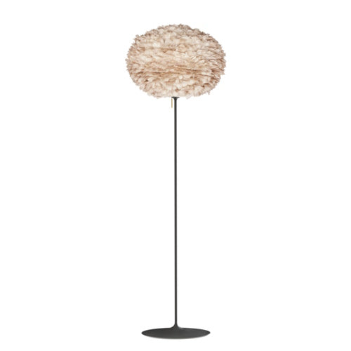 Eos Evia Floor Lamp by Umage - Large, Lampshade Brown, Floor stand Black, Floor Lamp Installed in the bedroom, living, and dining room