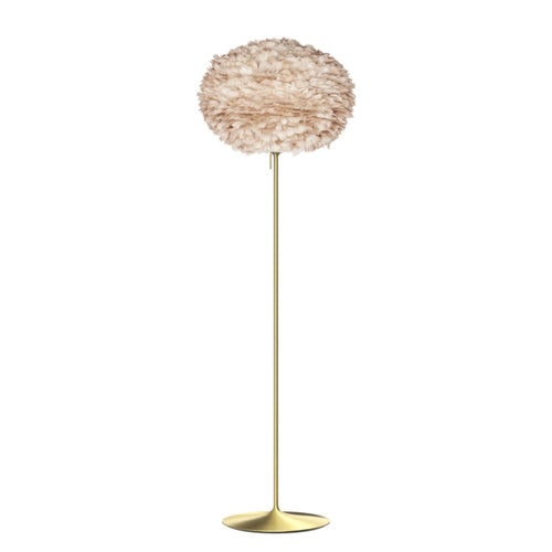 Eos Evia Floor Lamp by Umage - Large, Lampshade Brown, Floor stand Brushed brass, Floor Lamp Installed in the bedroom, living, and dining room