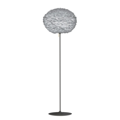 Eos Evia Floor Lamp by Umage - Large, Lampshade Grey, Floor stand Black, Floor Lamp Installed in the bedroom, living, and dining room