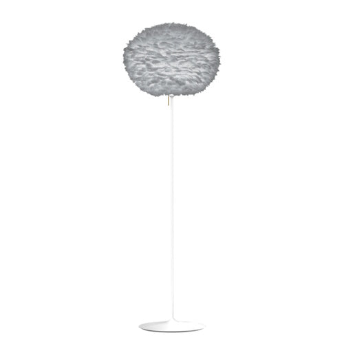Eos Evia Floor Lamp by Umage - Large, Lampshade Grey, Floor stand White, Floor Lamp Installed in the bedroom, living, and dining room