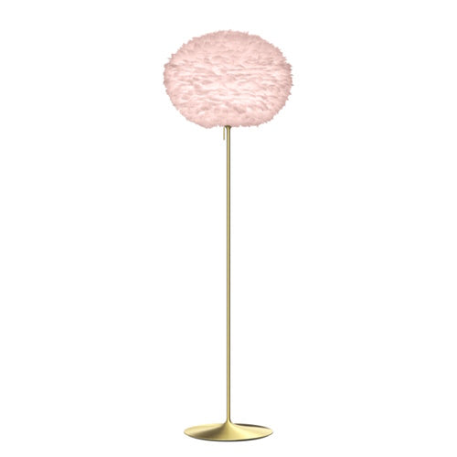 Eos Evia Floor Lamp by Umage - Large, Lampshade Rose, Floor stand Brushed brass, Floor Lamp Installed in the bedroom, living, and dining room
