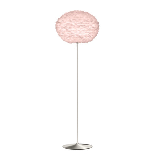 Eos Evia Floor Lamp by Umage - Large, Lampshade Rose, Floor stand Brushed steel, Floor Lamp Installed in the bedroom, living, and dining room