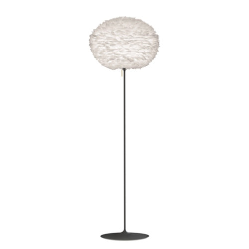 Eos Evia Floor Lamp by Umage - Large, Lampshade White, Floor stand Black, Floor Lamp Installed in the bedroom, living, and dining room