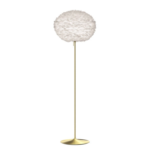 Eos Evia Floor Lamp by Umage - Large, Lampshade White, Floor stand Brushed brass, Floor Lamp Installed in the bedroom, living, and dining room