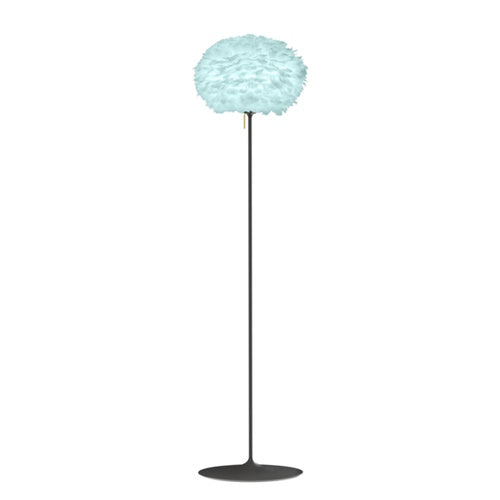 Eos Evia Floor Lamp by Umage - Medium, Lampshade Blue, Floor stand Black, Floor Lamp Installed in the bedroom, living, and dining room
