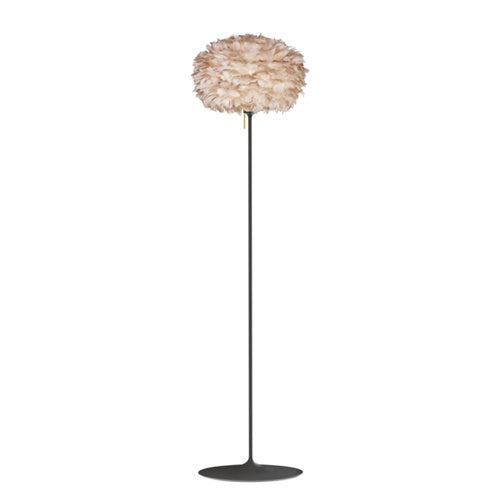 Eos Evia Floor Lamp by Umage - Medium, Lampshade Brown, Floor stand Black, Floor Lamp Installed in the bedroom, living, and dining room