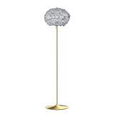 Eos Evia Floor Lamp by Umage - Medium, Lampshade Grey, Floor stand Brushed brass, Floor Lamp Installed in the bedroom, living, and dining room