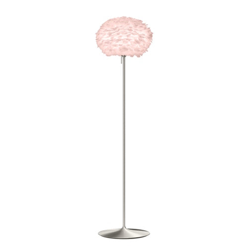 Eos Evia Floor Lamp by Umage - Medium, Lampshade Rose, Floor stand Brushed steel, Floor Lamp Installed in the bedroom, living, and dining room