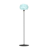 Eos Evia Floor Lamp by Umage - Mini, Lampshade Blue, Floor stand Black, Floor Lamp Installed in the bedroom, living, and dining room