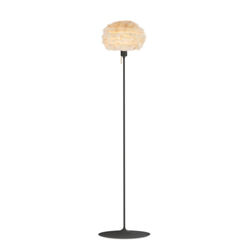 Eos Evia Floor Lamp by Umage - Mini, Lampshade Brown, Floor stand Black, Floor Lamp Installed in the bedroom, living, and dining room