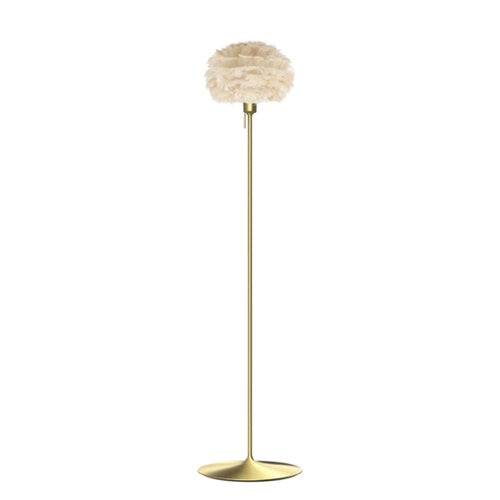 Eos Evia Floor Lamp by Umage - Mini, Lampshade Brown, Floor stand Brushed brass, Floor Lamp Installed in the bedroom, living, and dining room