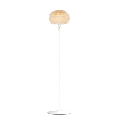 Eos Evia Floor Lamp by Umage - Mini, Lampshade Brown, Floor stand White, Floor Lamp Installed in the bedroom, living, and dining room