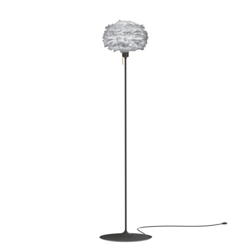 Eos Evia Floor Lamp by Umage - Mini, Lampshade Grey, Floor stand Black, Floor Lamp Installed in the bedroom, living, and dining room