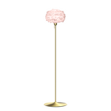 Eos Evia Floor Lamp by Umage - Mini, Lampshade Rose, Floor stand Brushed brass, Floor Lamp Installed in the bedroom, living, and dining room