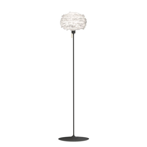 Eos Evia Floor Lamp by Umage - Mini, Lampshade White, Floor stand Black, Floor Lamp Installed in the bedroom, living, and dining room
