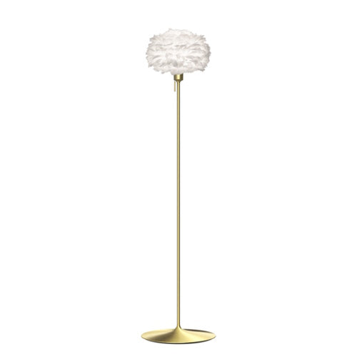 Eos Evia Floor Lamp by Umage - Mini, Lampshade White, Floor stand Brushed brass, Floor Lamp Installed in the bedroom, living, and dining room