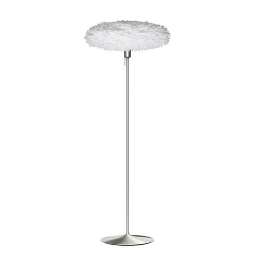 Eos Esther Floor Lamp By Umage – Large, White, Brushed Steel, Floor Lamp Installed in the bedroom, living, and dining room