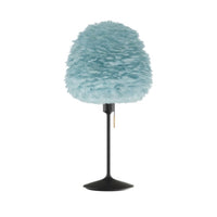 Eos Evia Table Lamp by Umage – Medium, Lampshade Blue, Table stand Black installed in the living room or bedroom