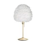Eos Evia Table Lamp by Umage – Medium, Lampshade White, Table stand Brushed Brass installed in the living room or bedroom
