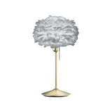 Eos Evia Table Lamp by Umage – Mini, Lampshade Grey, Table stand Brushed Brass installed in the living room or bedroom
