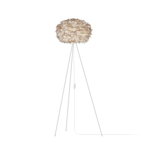 Eos Evia Tripod Floor Lamp by Umage - Medium, Brown lampshade, Tripod Floor Lamp White standing in the living room