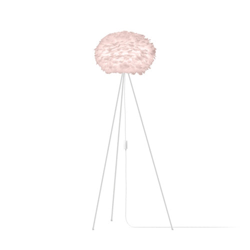 Eos Evia Tripod Floor Lamp by Umage - Medium, Rose lampshade, Tripod Floor Lamp White standing in the living room