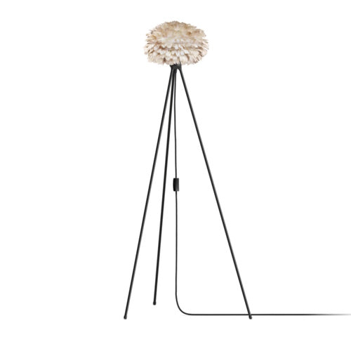 Eos Evia Tripod Floor Lamp by Umage - Mini, Brown lampshade, Tripod Floor Lamp Black standing in the living room